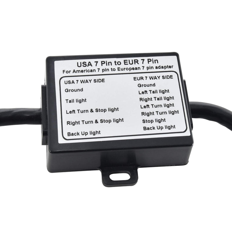 [AUSTRALIA] - Oyviny USA to EU Trailer Light Converter US Vehicle 7-Way Blade Socket Adapter to European Trailer 7-Pin Round Connector Plug and Play Trailer Converter Waterproof (Color:Black) 