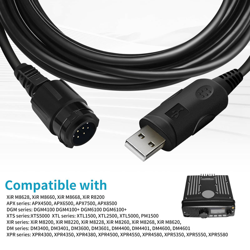 2-Pack HKN6184 USB Programming Cable for Motorola APX6500 APX7500 XTL2500 | for Motorola XTL1500 XTL5000 XPR4300 XPR4350 XPR4380 PM1500 APX1500 APX2500 APX4500 APX8500