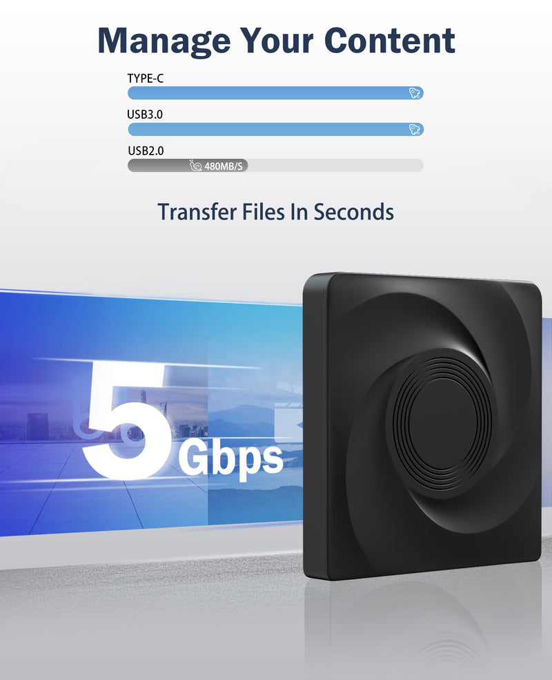 Wbacon External CD/DVD Drive, Portable USB 3.0 Disk Drive for Laptop | External DVD Drive, DVD Player CD Reader for Laptop, CD Burner Compatible with PC Windows 11/10//7 Linux Mac OS (Black & Bag) Black + Bag