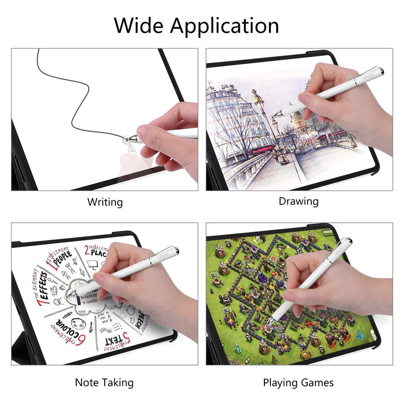 Mixoo Stylus Pens for Touch Screens - Disc & Fiber Tip 2 in 1 High Sensitivity Universal Stylus for iPad, iPhone, Tablets and Other Capacitive Touch Screens (Black/White) Black/White