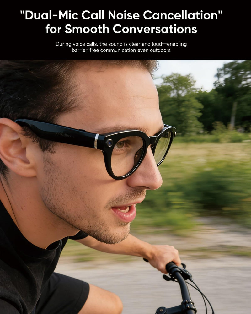 AI Smart Glasses with Camera 8MP 1080P HD Video Recording,Lightweight Open-Ear Bluetooth Audio, AI Assistant & Real-Time Translation, Stylish Smart Glasses for Women, Brown