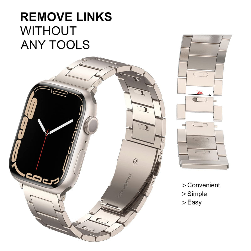 No Tools Needed Link Bracelet Metal Band for Apple Watch Ultra 2 Series 9/8/7/6/5/4/3/2/1/SE, Tool-Free Adjustable Stainless Steel Strap for iWatch 49/45/44/42mm 41/40/38mm Men and Women Rose Gold 38/40/41mm