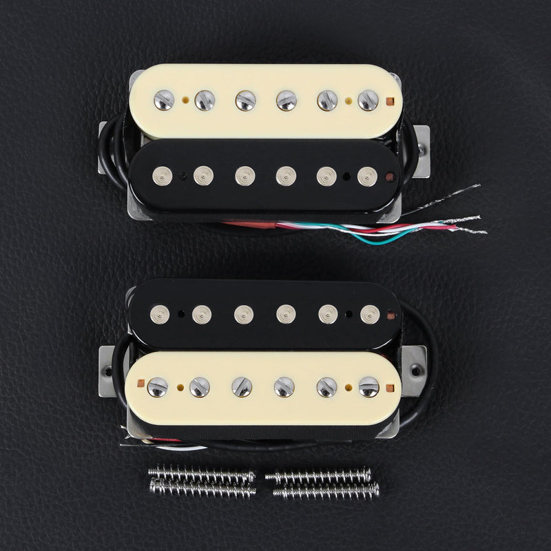 FLEOR Alnico 5 Guitar Pickup Double Coil Humbucker Pickups Neck and Bridge Set-Zebra Neck+ (8~9K)Bridge Pickup Zebra