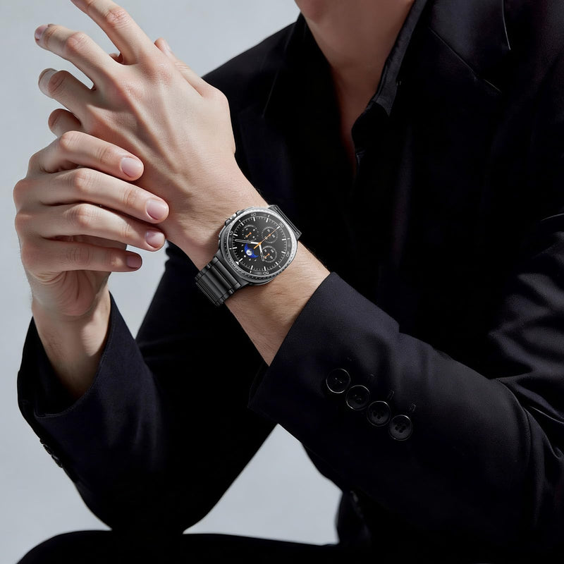 Titanium Band for Samsung Galaxy Watch 9/8 40mm/44mm/8 Classic 46mm | Titanium Metal, Lightweight & Ultra-Durable, Business & Casual Style, Folding Clasp with Double Security for Men Women Black Titanium