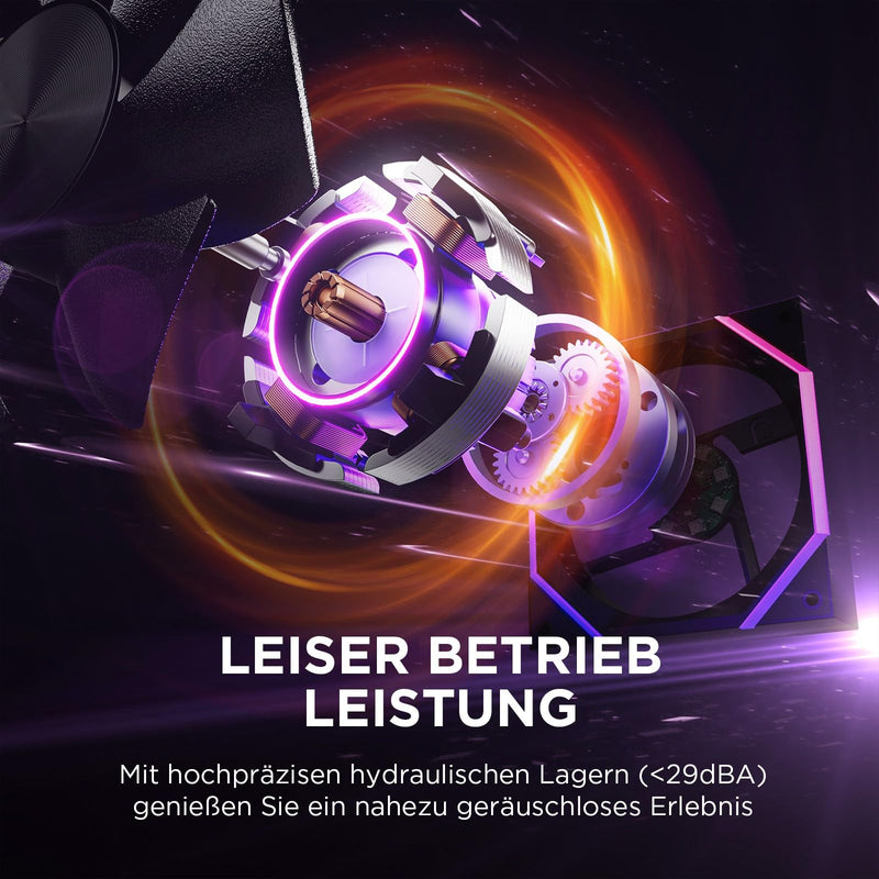 AsiaHorse RGB PC Fan 120 mm Case Fan [Pack of 3] [HDB] 61.5 CFM/2000 RPM/2.16 MMH2O ARGB Fan 5V3PIN ARGB and 12V4PIN PWM Fan, 50,000 Hours Life Nyota-A12-Black 120MM–Vorwärts black