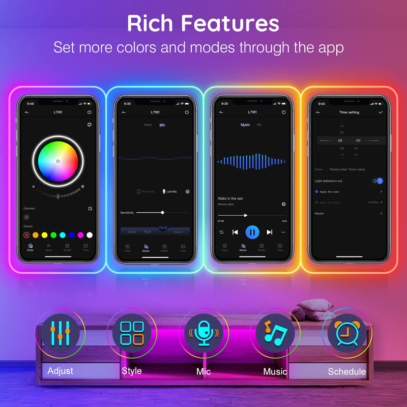 [AUSTRALIA] - 32.8Ft Neon Rope Lights,Flexible Led Rope Lights Control with App/Remote,Multiple Modes RopeLights,IP65 Outdoor RGB Led Neon Lights NonWater Resistant,Music Sync Gaming Led NeonLight Strip 32.8FT 