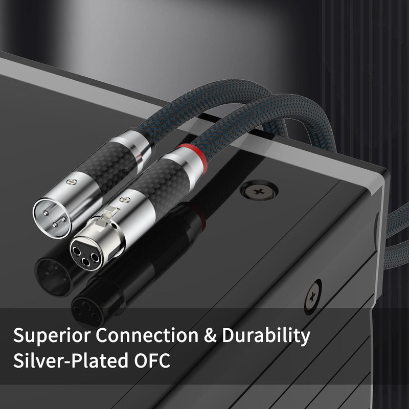 Tertullus 1 Pair 3 Pin HiFi Interconnect Cable XLR-m (Male) to XLR - F (Female) HiFi Balanced Audio Cable Microphone Cable Mic Wire (1m/3.28ft) 1m/3.28ft rhodium plated