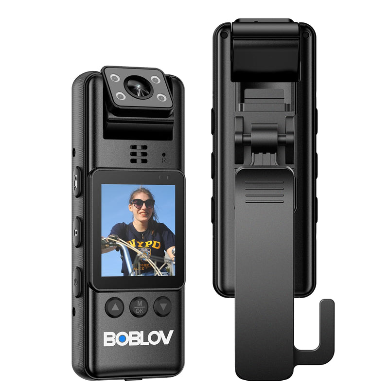 BOBLOV A23 Body Worn Camera, 180° Rotatable Video Camera, 2200mAh Battery with 9Hours Shooting, Night Vision, 1080P, Design for Lecture, Fishing, or Delivery(Memory Card Not Included)
