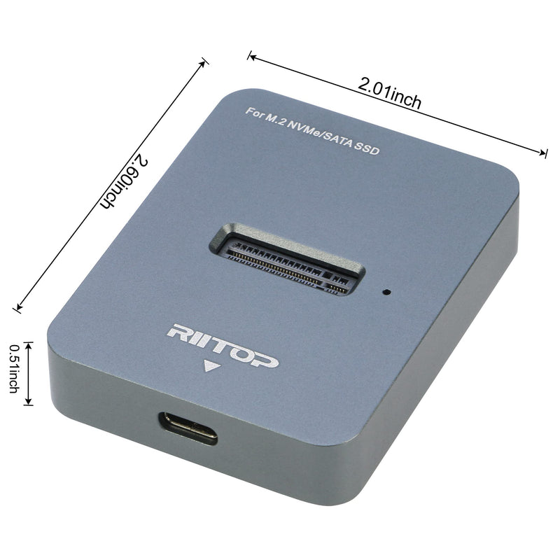 M.2 to USB Docking Station, RIITOP M.2 SSD to USB-C Reader Adapter for Both M.2 (M Key) NVMe SSD and (B+M Key) SATA-Based SSD