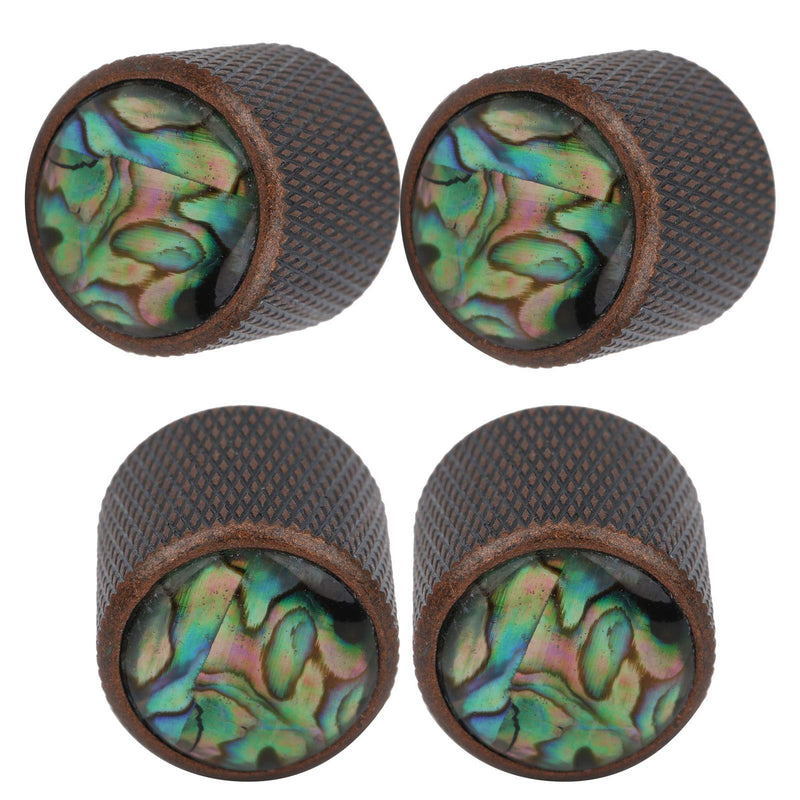 Electric Bass Knob, 4 Pcs Metal Electric Bass Knob Dome Metal High-End Shell Inlaid Tone Volume Control Guitar Parts(Color Shell Bronze)