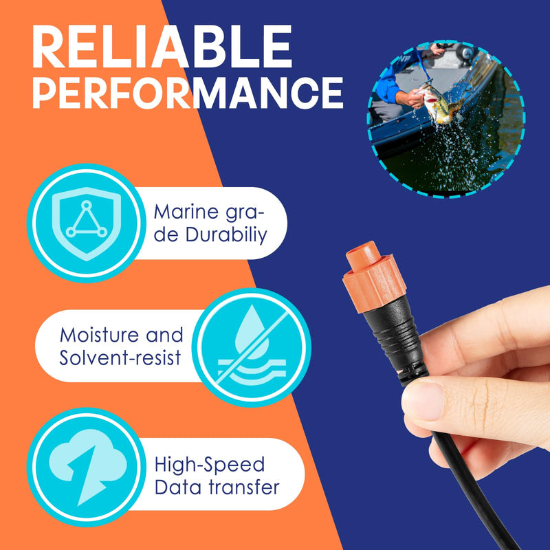 3004.7036 Replacement for Lowrance Ethernet Cable, 15ft (4.5m), Ethext-15Yl | 5-Pin Network Cable, Fit for Most Lowrance Devices, High-Speed, Plug and Play 15 Feet