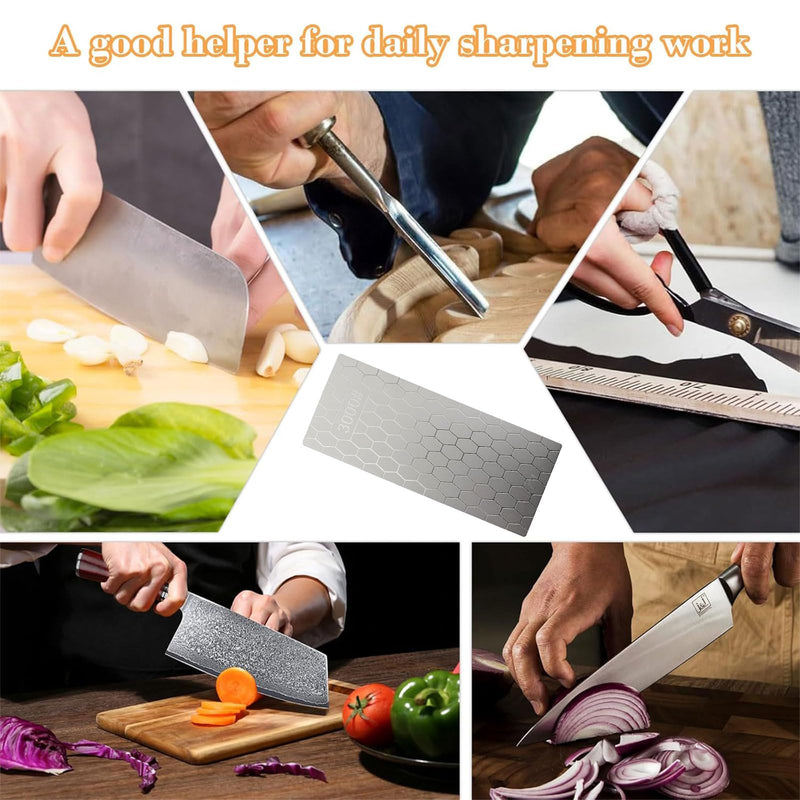 Diamond Whetstone, Whetstone, Sharpening Stones, Knife Sharpener, Knife Sharpener, 3000 Grit with Non-Slip Pad, Honeycomb Surface for Metal Blade Sharpening Polishing