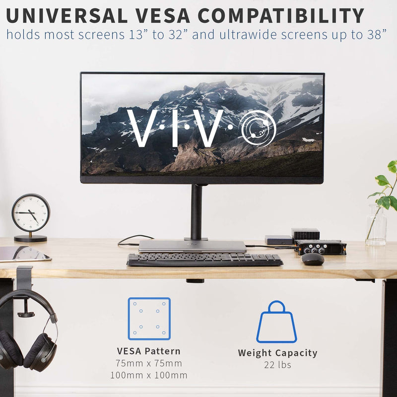 VIVO Quick Attach VESA Adapter Designed for HP Models 27er, 27es, 27ea, 25er, 25es, 24ea, 23er, 23es, 22er, 22es, 22f, 23f, 24f, 25f, and 27f with Single Monitor Desk Mount for Screens up to 22 lbs