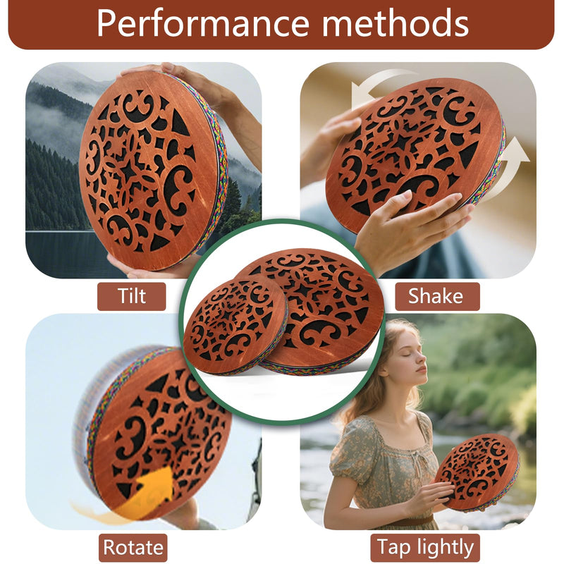 12INCH Ocean Drum,Water Stream Drum,Rain Disk "Water-Fall",Sound Healing,Onomatopoeic Wooden Drum For Performance Accompaniment 12 INCH