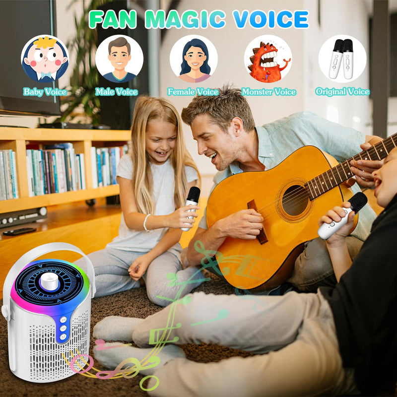 Karaoke Machine, Portable Karaoke Speaker for Adults Kids, Mini Bluetooth Speaker with 2 Wireless Mics and Dynamic Lights, Ideal Gifts Toys for Girls Boys Family Home Party