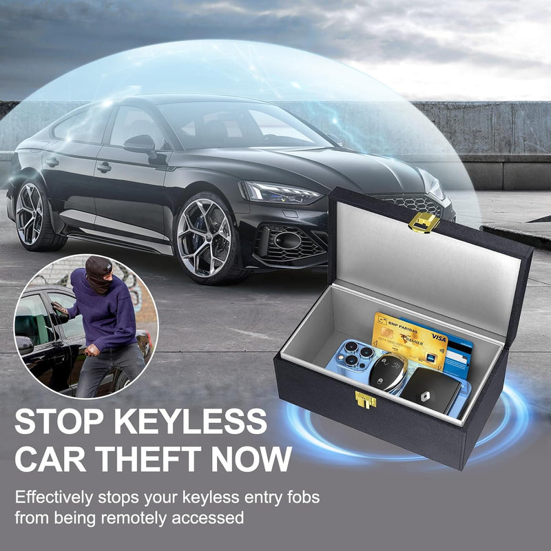 Faraday Key Fob Protector, Faraday Box for Car Keys with 2 PACK Faraday Bags, RFID Box for Car Keys, Car Key Signal Blocking Box Box for Car Security (Small) S(Capacity 5-8 Keys)