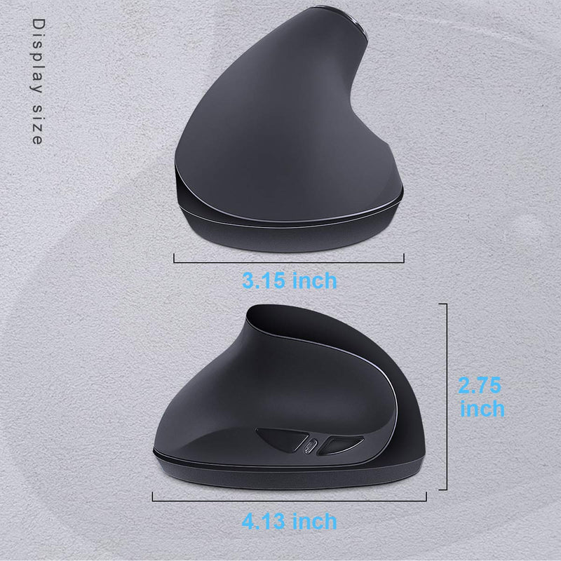 Left-Handed Mouse,2.4GHz Ergonomic Vertical DPI 800/1200/1600 Wireless Mouse with USB Receiver for Small Hand,Black Black