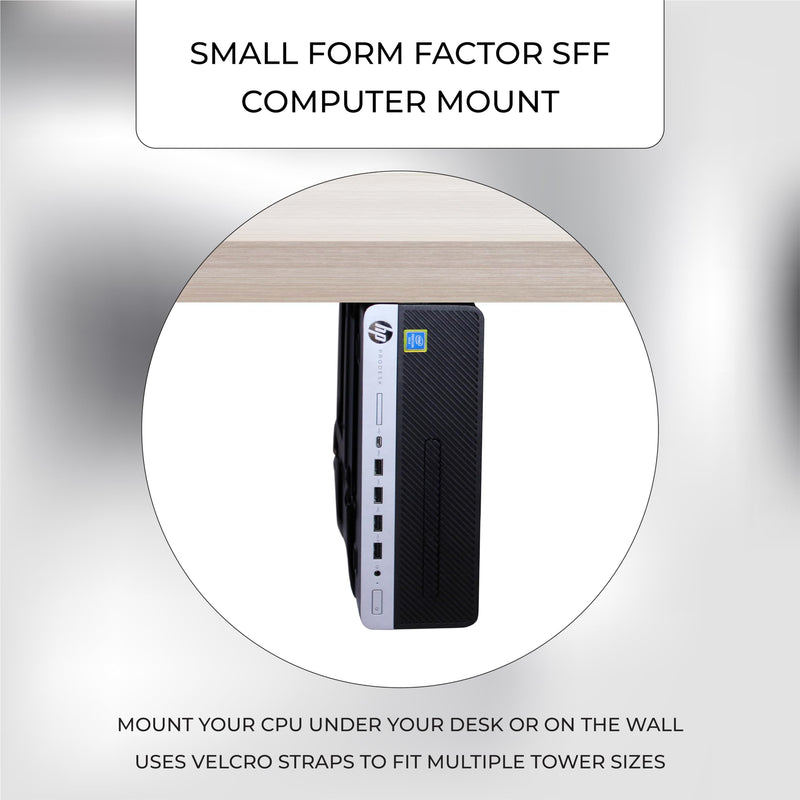HumanCentric SFF Under Desk PC Mount & Wall Mount Bracket | For Small Form Factor Desktop Tower, UPS Wall Mount Bracket, Adjustable CPU Holder with Straps, Hardware Included