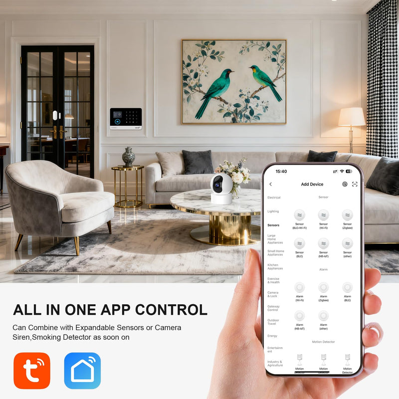 PGST Wireless Alarm System,WIFI/4G Home Security Systems with DIY Expandable Door and Motion Sensor,Tuya APP Instant Alerts,Compatible with Alexa/Google for Home,Villa,No Monthly Fee (8 PCS) 8 PCS
