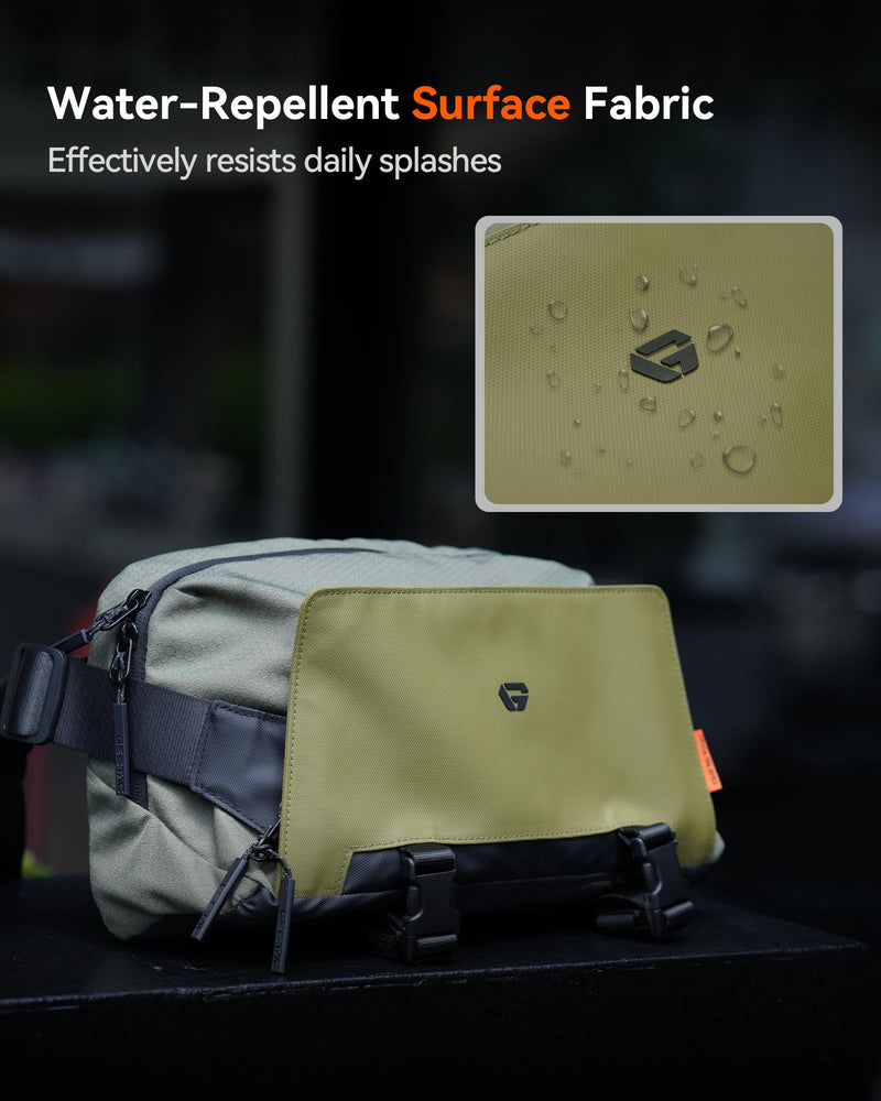 Camera Sling Bag, Everyday Shoulder Bag, Multifunction Portable Travel Bag with Tripod Holder, for Lightweight DSLR/SLR/Mirrorless Small Camera & Gaming Gear - Olive Green