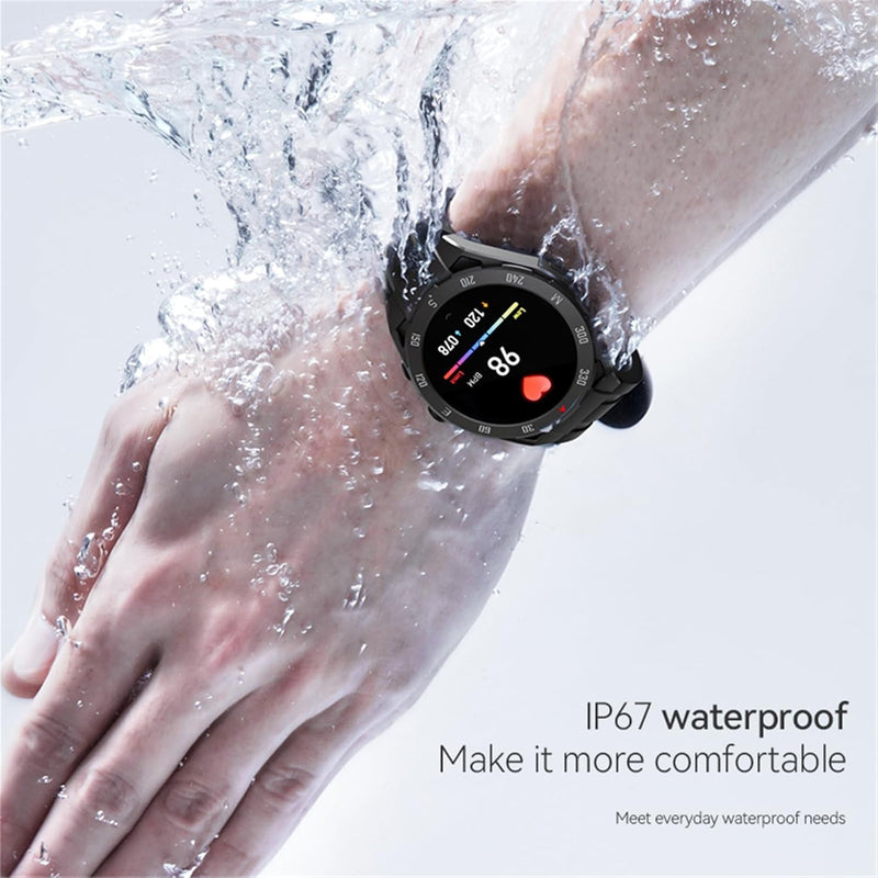 F33 Smart Watch with Earbuds 3 in 1 MP3 Bluetooth Headset 1.43 Inch Smartwatch Built-in Wireless Earbuds Speaker Round Fitness Tracker Body Health Monitor 512MB Memory Local Music Player (Black) Black