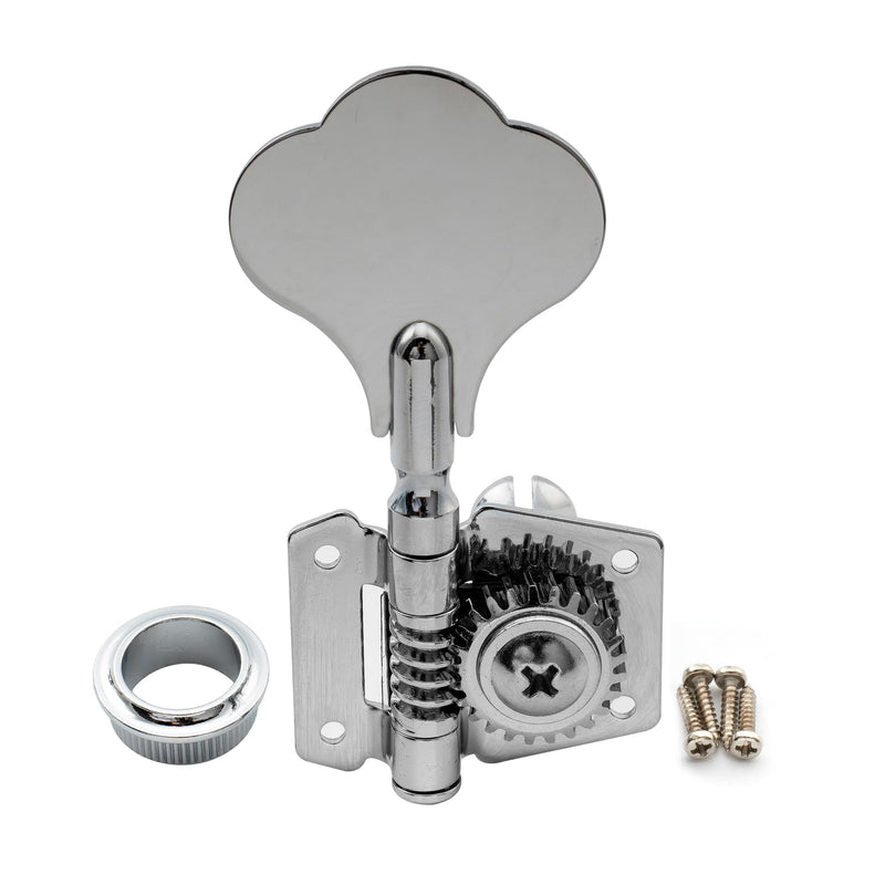 [AUSTRALIA] - Musiclily Basic 4-in-line 24:1 Ratio Open Gear Machine Heads Tuners Tuning Pegs Keys with Clover Button for Electric Bass, Chrome 4R Chrome 
