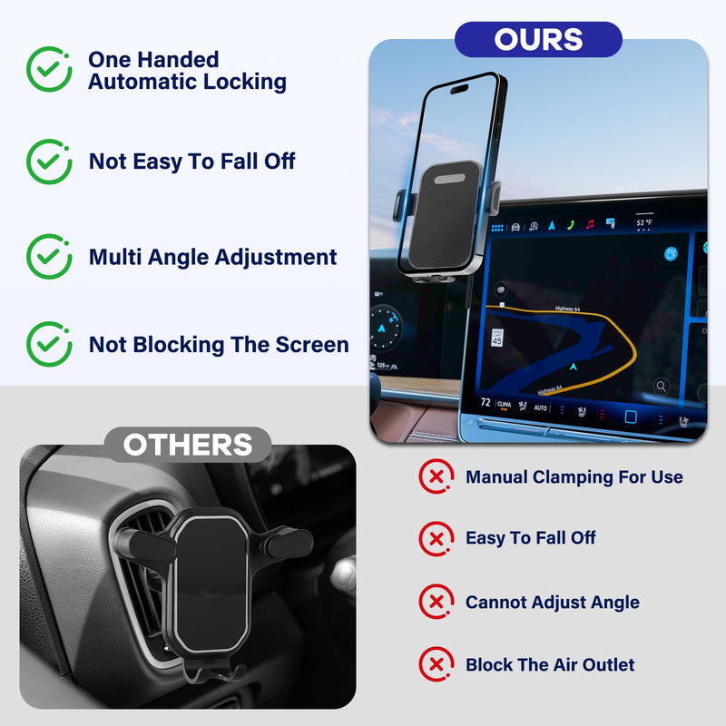 Car Phone Holder Compatible with 2025-2026 Volkswagen VW Tiguan Accessories 12.9-Inch Screen, Phone Mount with Universal Bracket & Fixed Clip, 360° Rotation Not Affect Air Vent 12.9-Inch for VW Tiguan 2025-2026