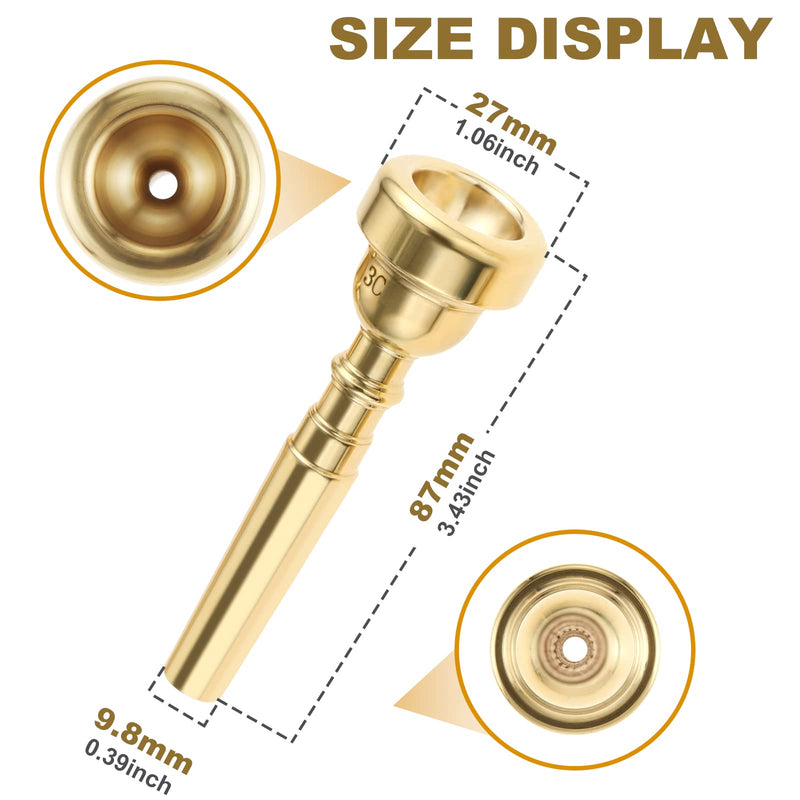 [AUSTRALIA] - 3 Pack Trumpet Mouthpiece 7C 5C 3C Trumpet Mouthpiece Set Compatible with Yamaha Bach Conn King Standard Trumpets for Beginners and Professional Players, Gold 