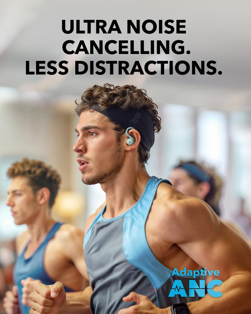 Soundcore Sport X20 by Anker Noise Cancelling Workout Earbuds, Ear Hooks | Rotatable and Extendable Ear Hooks, Deep Bass, IP68 Waterproof, Sweatproof, Dustproof, 48H Playtime, Sport Earbuds for Gym Green Standard Classic