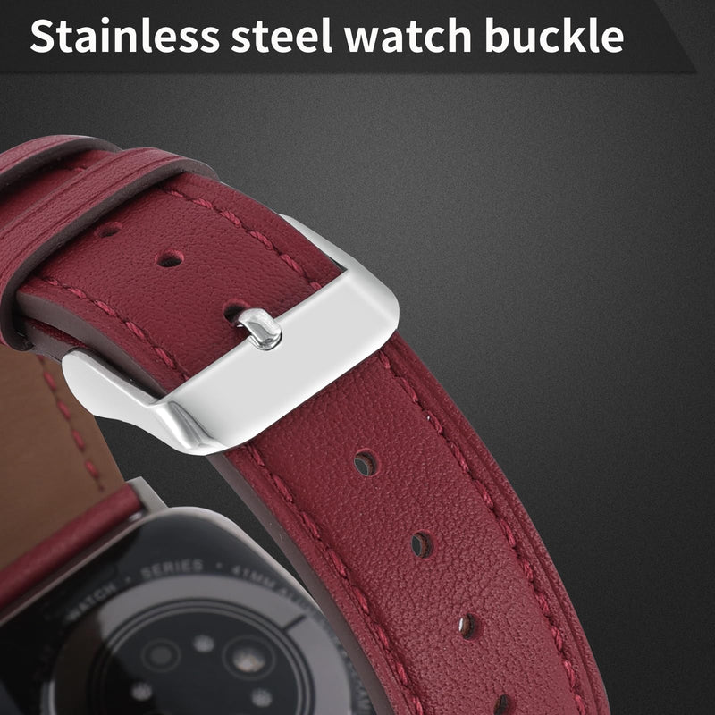 Premium Italy Leather Bands Compatible with Apple Watch Band 40/38/41/42/44/45/46/49mm, Soft Leather Watch Replacement Band for Watch Series Ultra SE 10 9 8 7 6 5 4 3 2 1 for Women Men(pack of 2)