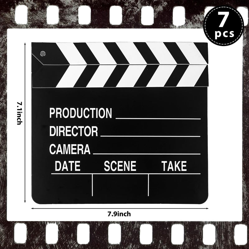 BigOtters 7PCS Movie Film Clap Boards, 7.9" x 7.1" Hollywood Clapper Board Cardboard Film Movie Clapboard Accessory with Black & White