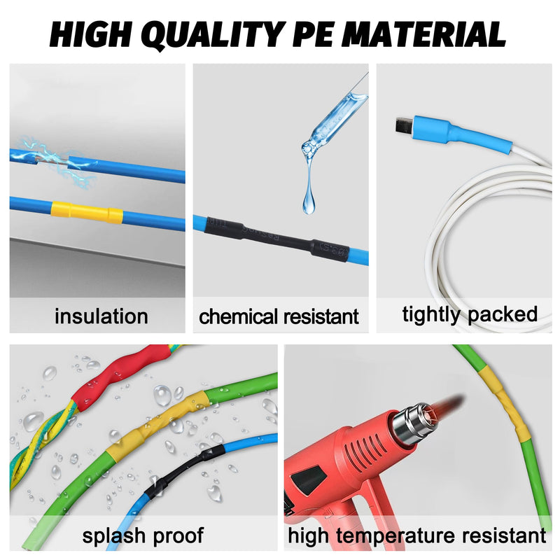 WUFANC Heat Shrink Tubing Set, 580 Pieces, Heat Shrink Tubes, Coloured Includes 6 Colours and 11 Sizes, 2:1 Shrink Ratio, Heat Shrink Tube, Waterproof, Suitable for Cable Insulation, Protect