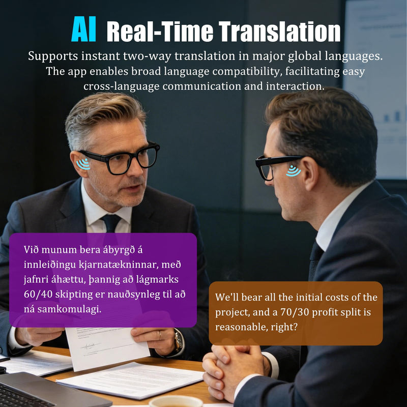 AI Smart Glasses with Camera,4K HD Camera Glasses with EIS Image Stabilization,Video Recording Glasses with AI Assistant,Wi-Fi+Bluetooth 6.0 Transfer,Replaceable 3 Lens,Real-Time Translation