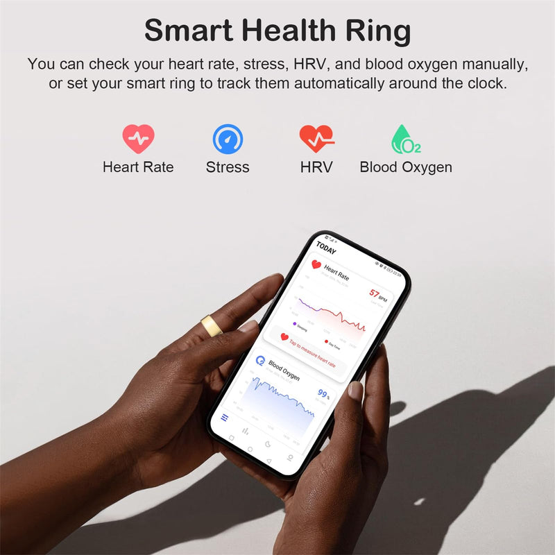 Smart Ring for Women Men, Sleep Activity Health Tracking Ring, Gold 8 | Fitness Ring for Slim Lightweight Comfortable, Waterproof Scratch Resistan, Up to 5 Days of Battery Life, No Subscription Fee 8#