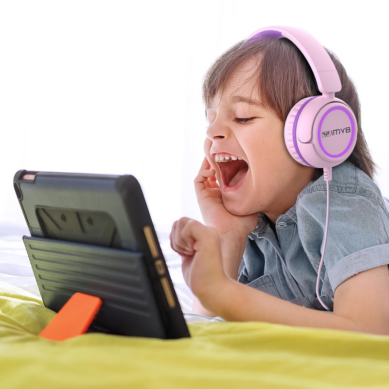 [AUSTRALIA] - Kids Headphones, V1 Wired Stereo Foldable Tangle-Free 3.5mm Adjustable On-Ear Headphones for Kids for School/Toddlers/Childrens/Teens/Boys/Girls/Ipad/Tablet/Kindle/Phones/Travel/Plane (Pink) Pink 