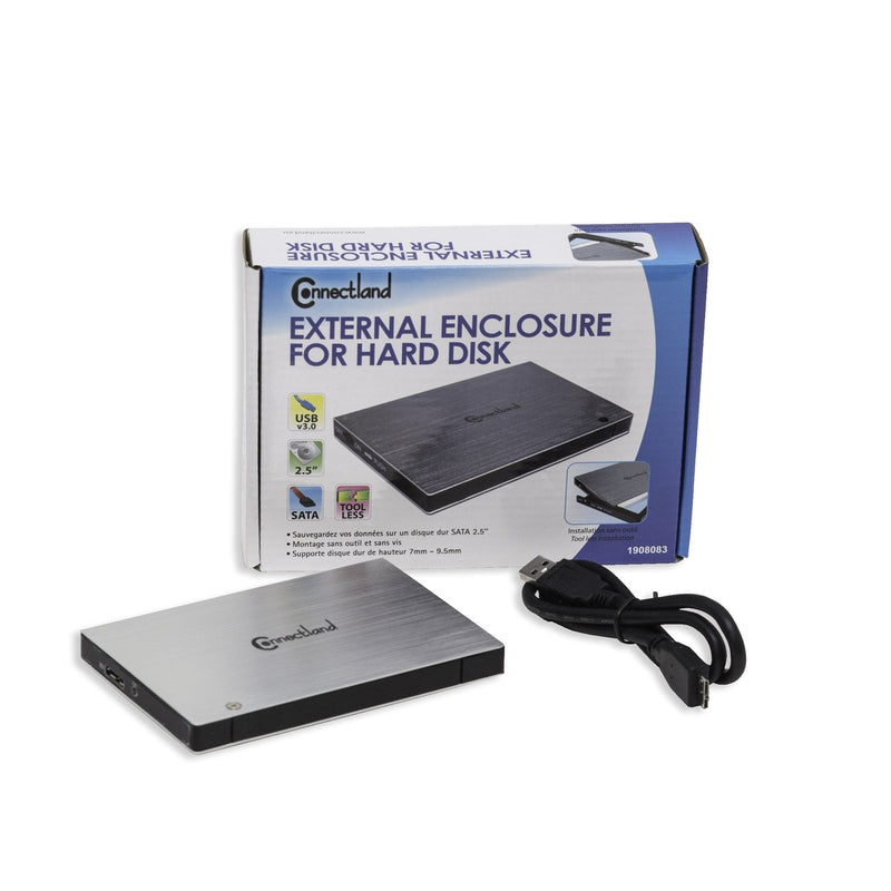Connectland CL-ENC25035 USB 3.0 2.5" SATA III 6Gbps HDD External Enclosure Tool Less Installation, Aluminum