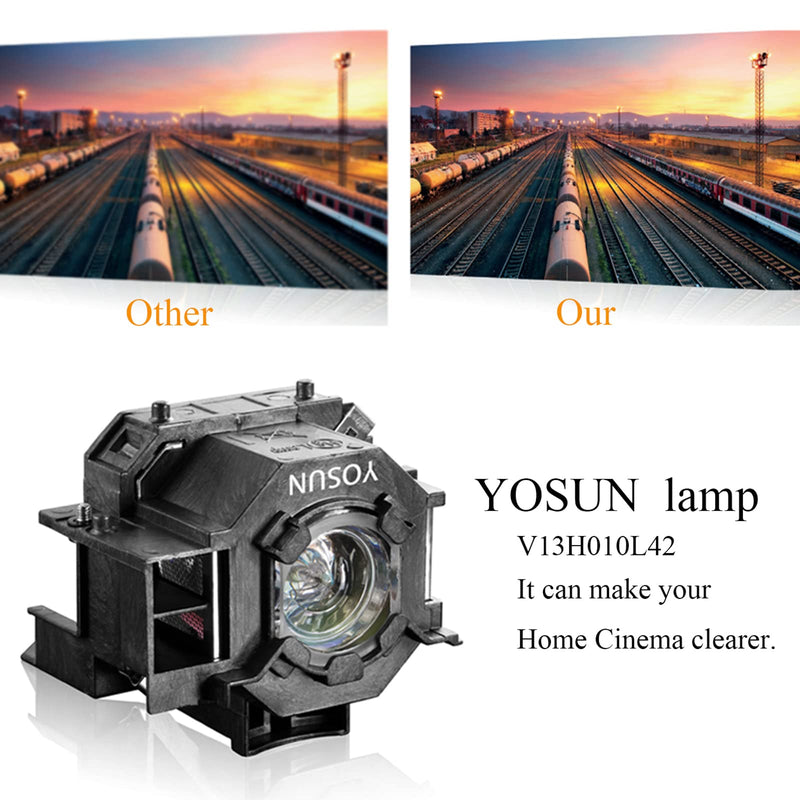 YOSUN v13h010l42 Projector Bulb for Epson-Elplp42 PowerLite Home Cinema 83 83+ 83c 83v 410w ex90 emp-83h h330a Replacement Projector Lamp Bulb LP42