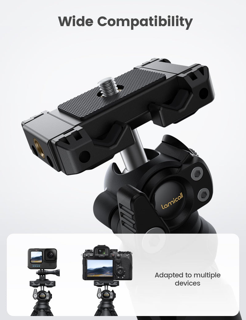 Lamicall Tripod for iPhone - 3 in 1 Flexible Phone Tripod with Wireless Remote - iPhone Tripod Stand for Video Recording Vlogging Selfie Compatible with iPhone Samsung Go Pro, Digital Camera Black