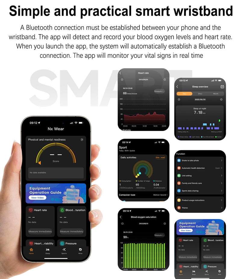 Smart Bracelet for Men & Women, Ultra-Thin Fitness Tracker | Heart Rate, Blood Oxygen & Sleep Monitoring, IPX8 Waterproof, Multiple Sports Modes, Compatible with Android and iOS Silver mesh tape