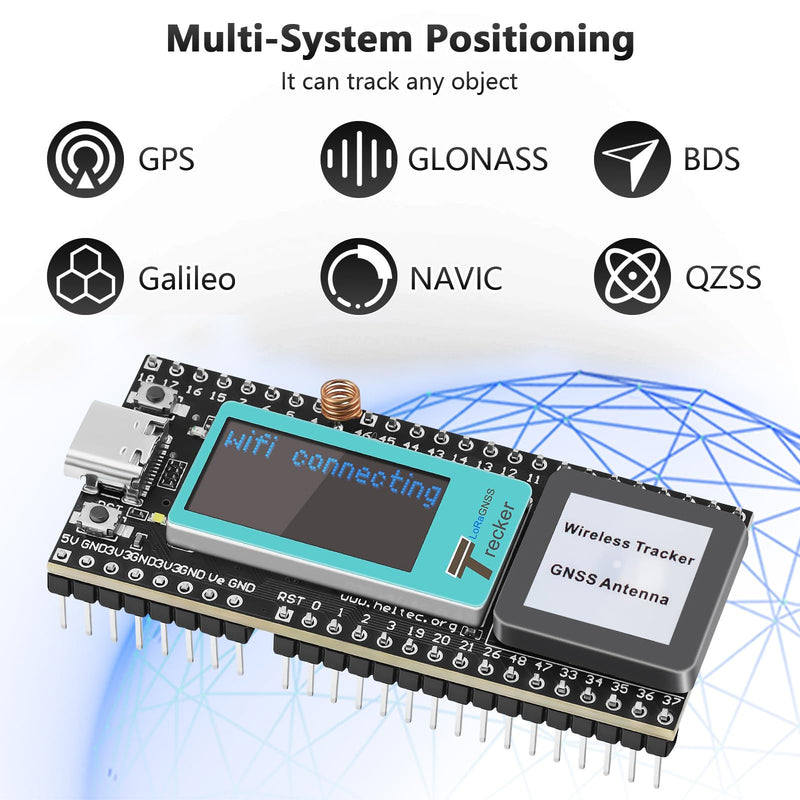 [AUSTRALIA] - Wireless Tracker ESP LCD Display Binghe 868 MHz Wireless Tracker Supports WiFi Bluetooth / LoRa / Gnss / Tracking and Positioning GPS Type C Connection with 2.4GHz Metal Spring Antenna 