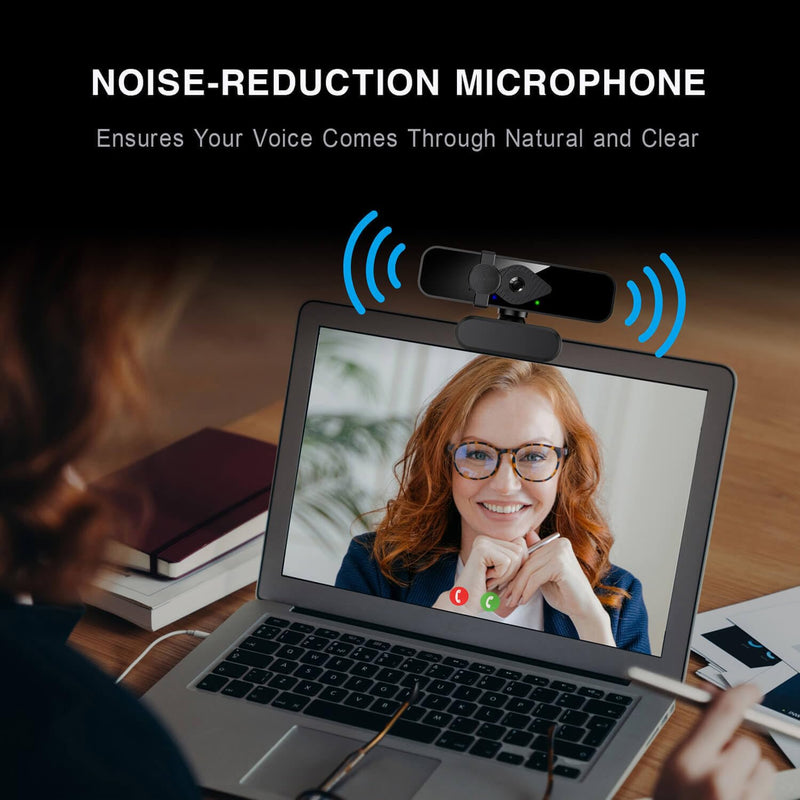 2K Webcam for PC, 85° View USB Computer Camera, with Noise Canceling Microphone & Privacy Cover, HD Web Camera for Desktop Laptop Monitor Mac Streaming, Gaming & Video Calling Webcam 2K Webcam