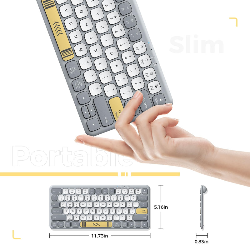 [AUSTRALIA] - iClever Compact Keyboard, BK50 Bluetooth Keyboard for iPad, Colorful iPad Keyboard, Portable and Ultra Slim Design, Sync to 3 Devices, with Large Keycap for iPhone, Laptop, Tablet, Windows 