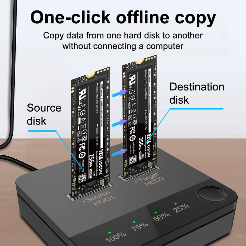 VR robot m.2 SATA Docking Station, M.2 Duplicator Clone Docking Station Converter with mSATA SSD Storage Box,Support Offline Clone duplicator and one- Key Disk Copy Function | m.2 SATA Docking Station Support Offline Clone duplicator, one- Key Disk Cop...
