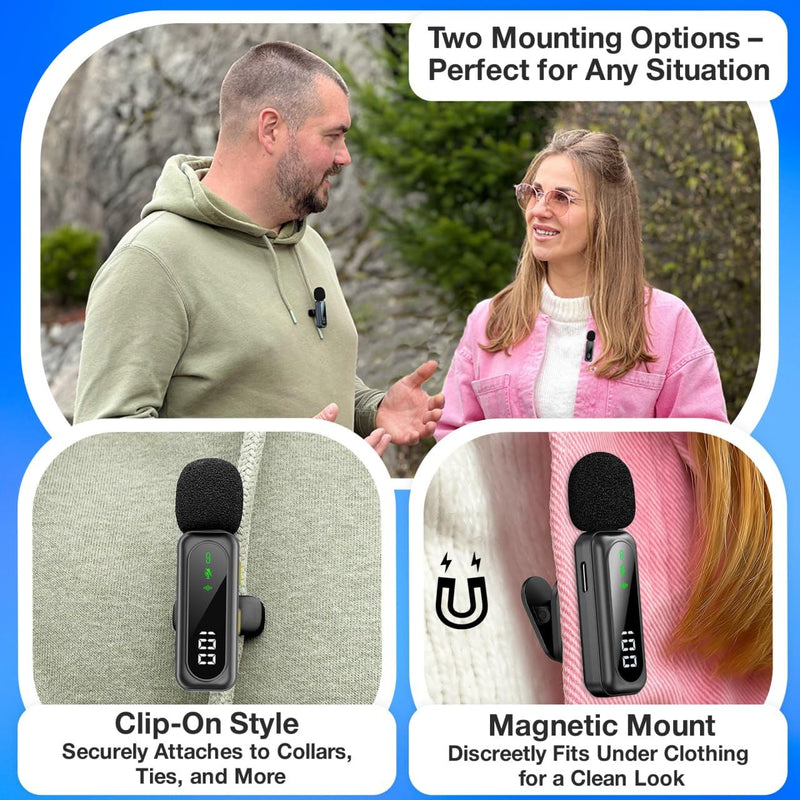 [AUSTRALIA] - Wireless Lavalier Microphone for iPhone Mini Mic Android/Tablet/PC Video Recording Clip-on Mics with Rotatable Clip&Denoise Recording, Ideal for Vlog Tiktok Youtube Podcast Content Creator 