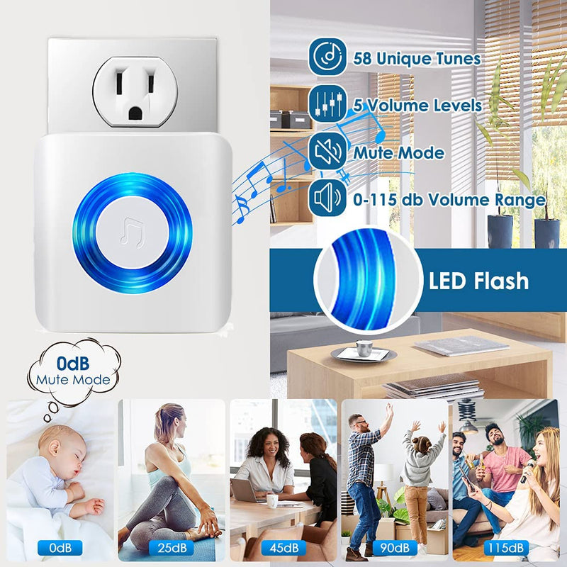 Caregiver Pager Door Alarms for Dementia Patients/Kids Safety/Home Security,Wireless Door Alarm Sensor for Elderly/Business/Home/Store (Three Sensor Two Receiver) Three Sensor Two Receiver