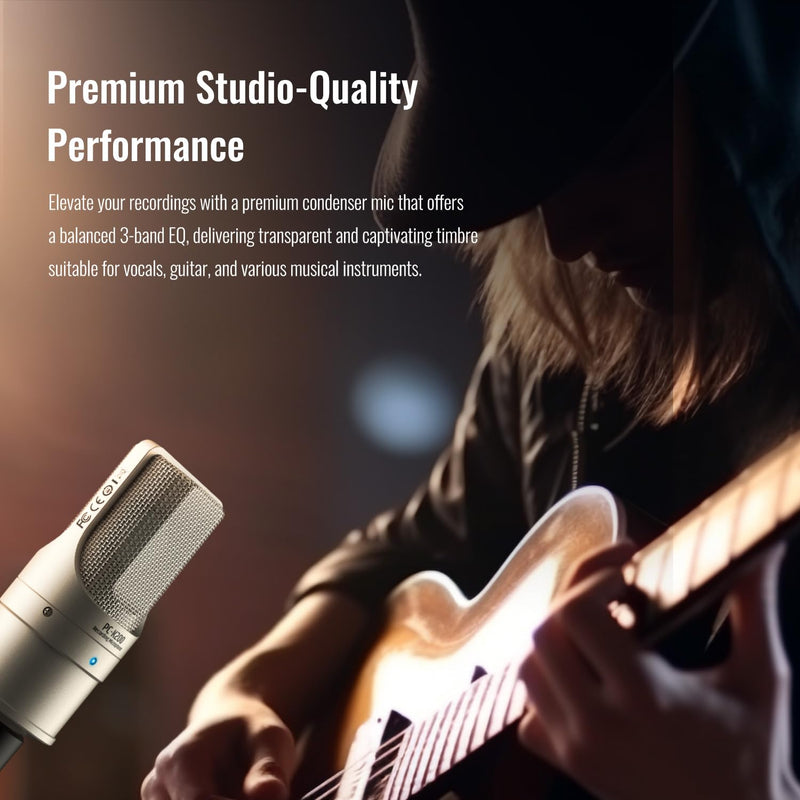 [AUSTRALIA] - TAKSTAR XLR Condenser Microphone, PC-K200 II Recording Cardioid Mic with Ultra-Low Self-Noise, Balanced Sound, Power Indicator, Studio Singing Microphone for Live Streaming, Gaming, Broadcast 