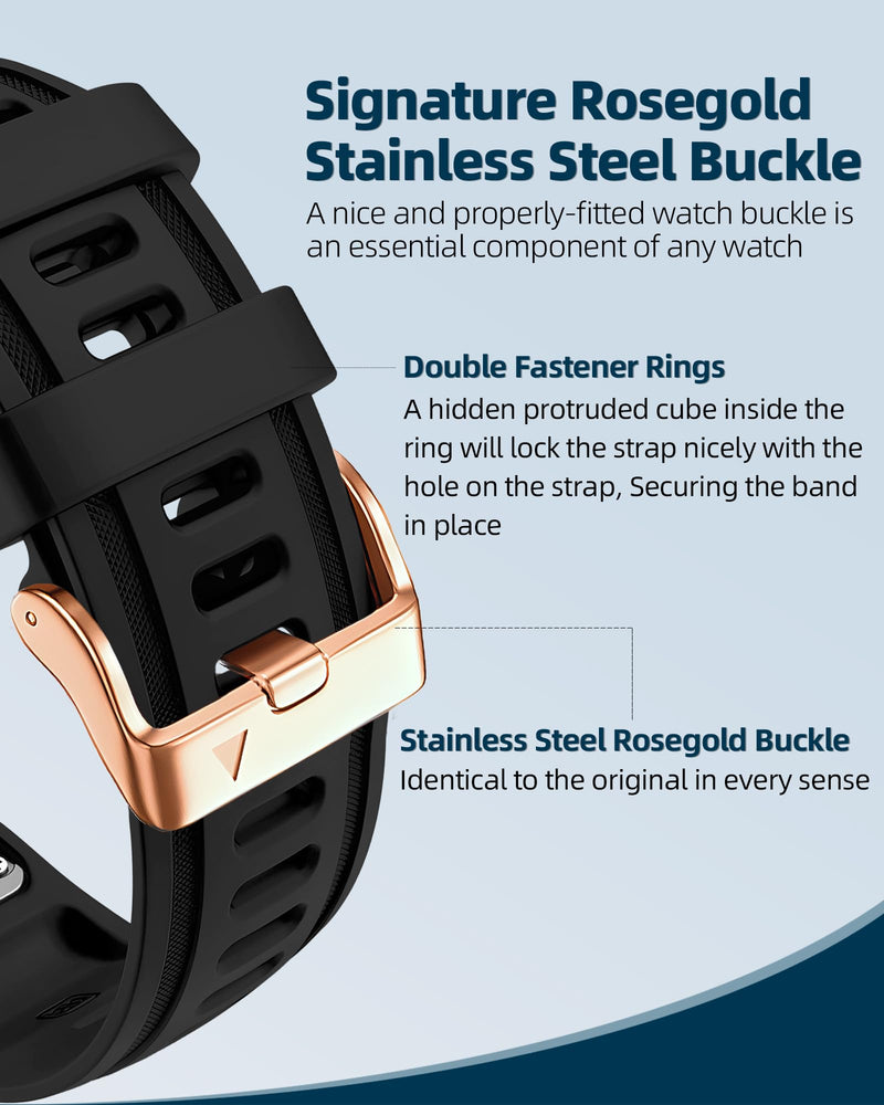20mm Watch Band Replacement for Garmin fenix 5S/5S Plus/6S/7S/Instinct 2S/D2，Quick Fit silicone with rosegold buckle, NICEPINK and BLACK Bundle