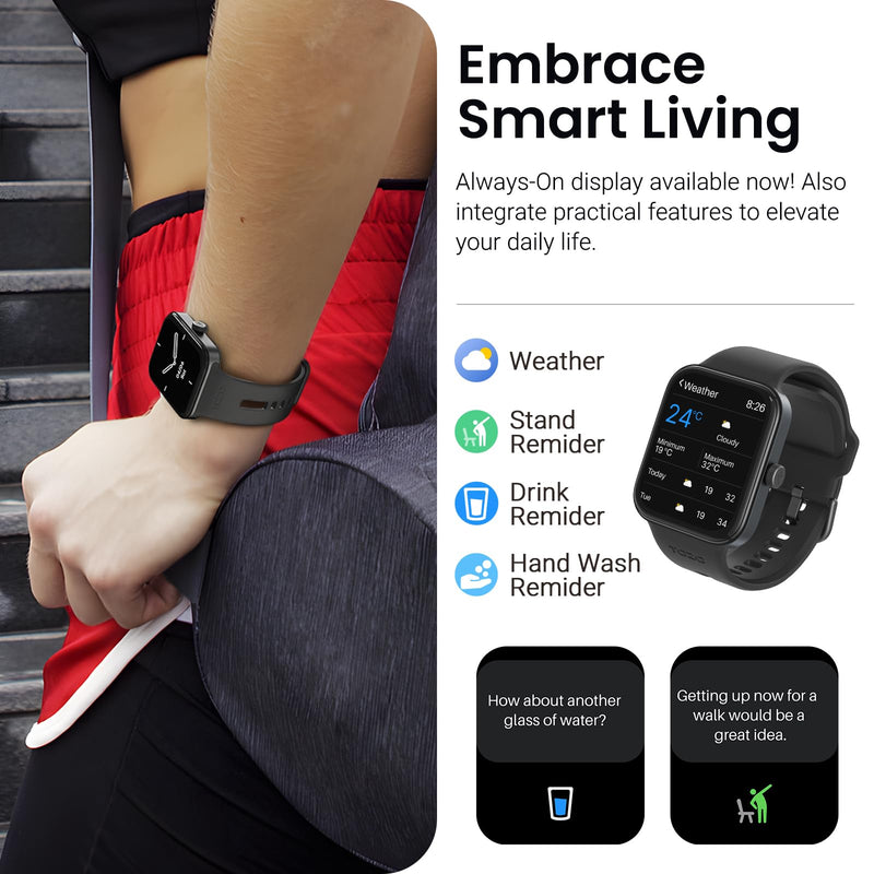 TOZO AMOLED S4 Smart Watch 1.78" Ultra-Clear Screen for Men Women | Bluetooth Call Answer Fitness Tracker, Sleep Monitor IP68 Waterproof for iOS 11.0+ Android 9.0+ Black