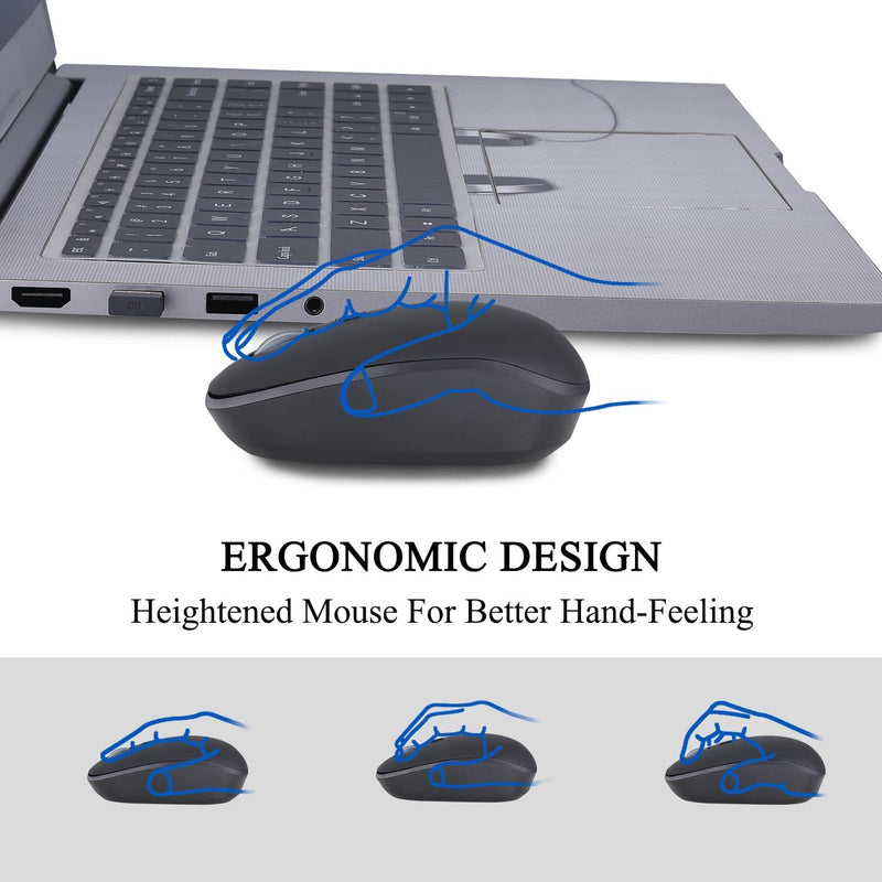 Wireless Keyboard and Mouse Combo, ACOZYKITTEN 2.4G Silent Keyboard and Mouse Set with USB Receiver, Round Keycap, Ultra-Thin Sleek Design for Windows, Computer, Desktop, PC, Laptop (Black+Dark Gray) Dark Gray