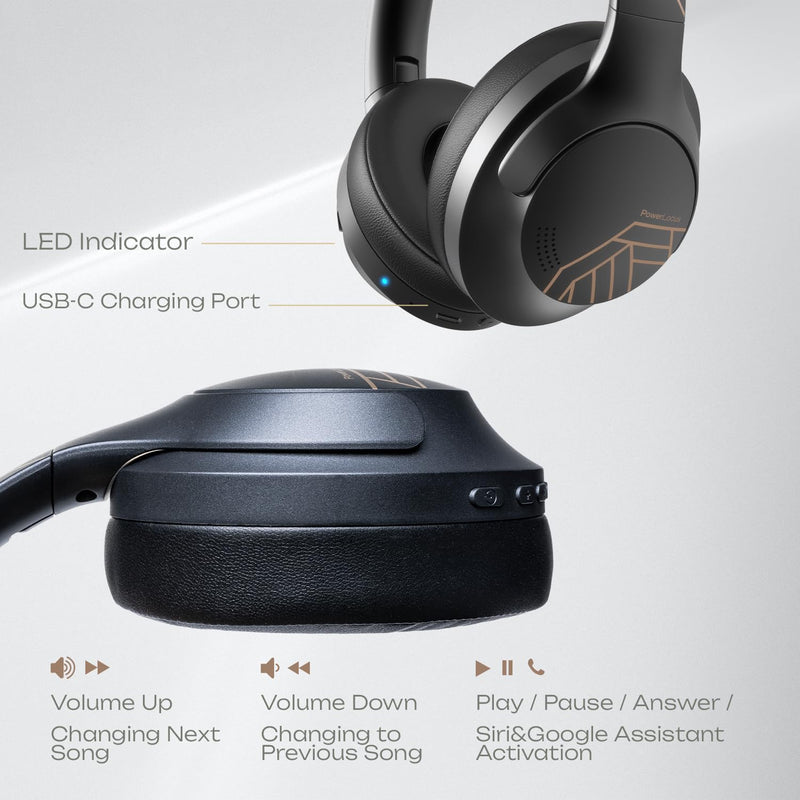 PowerLocus P3 Black/Gold x P2 Blue Wireless Headphones Over Ear